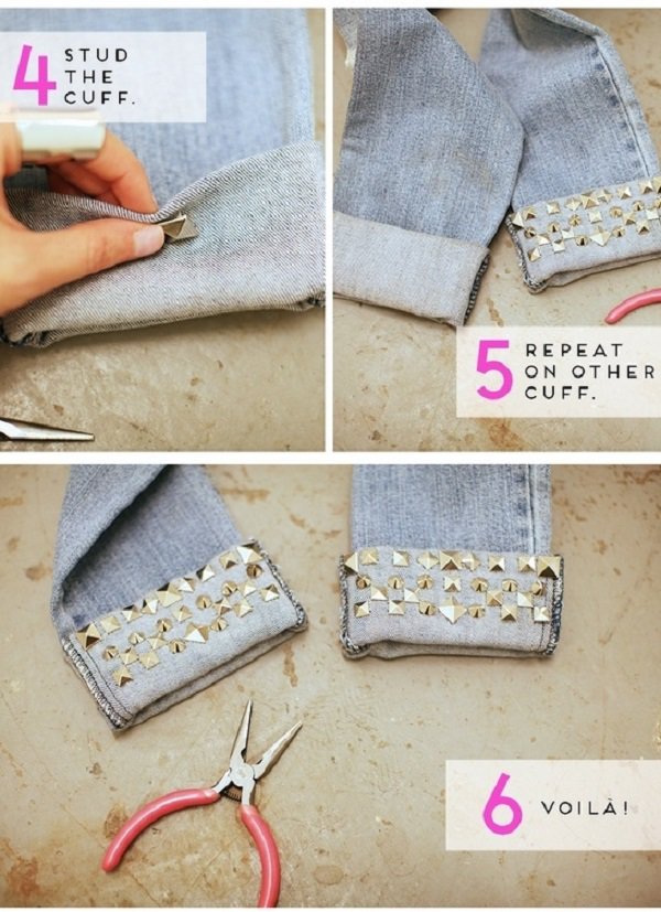 Как украсить старые джинсы своими руками - металлические заклепки