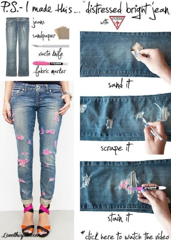 Как украсить старые джинсы своими руками - рваные джинсы