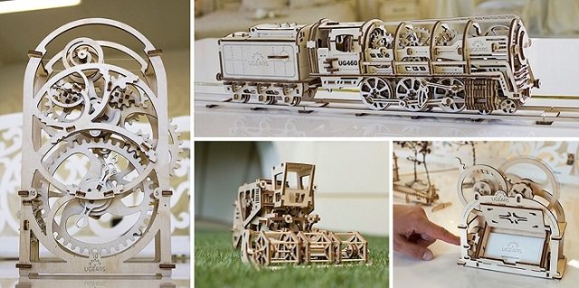 Механические игрушки из натурального дерева