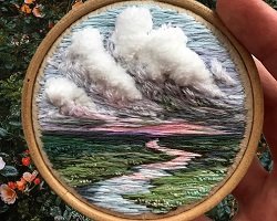Удивительные текстильные облака в вышивке Веры Шимберевой