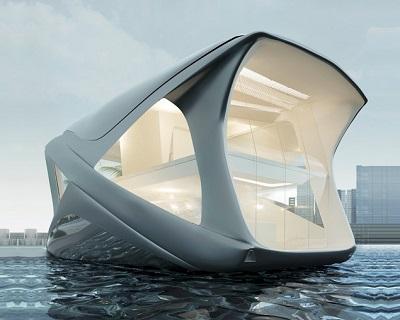 Концептуальная лодка-дом для отдыха в тишине и комфорте