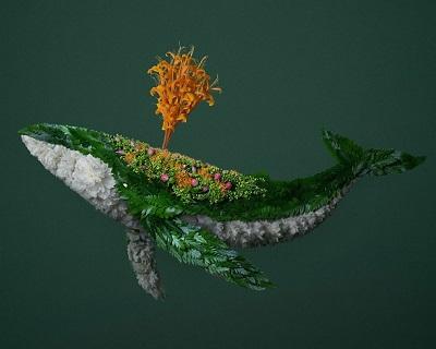 Флора и фауна в арт-проекте из цветочных лепестков