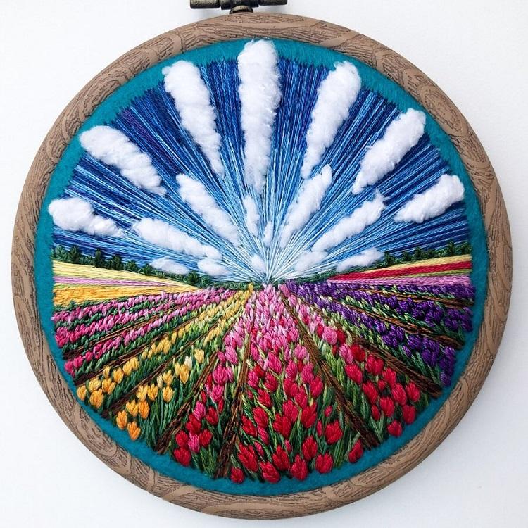 Удивительные пейзажи на вышитых картинах ручной работы by Sew Beautiful