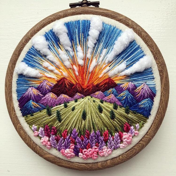 Удивительные пейзажи на вышитых картинах ручной работы by Sew Beautiful