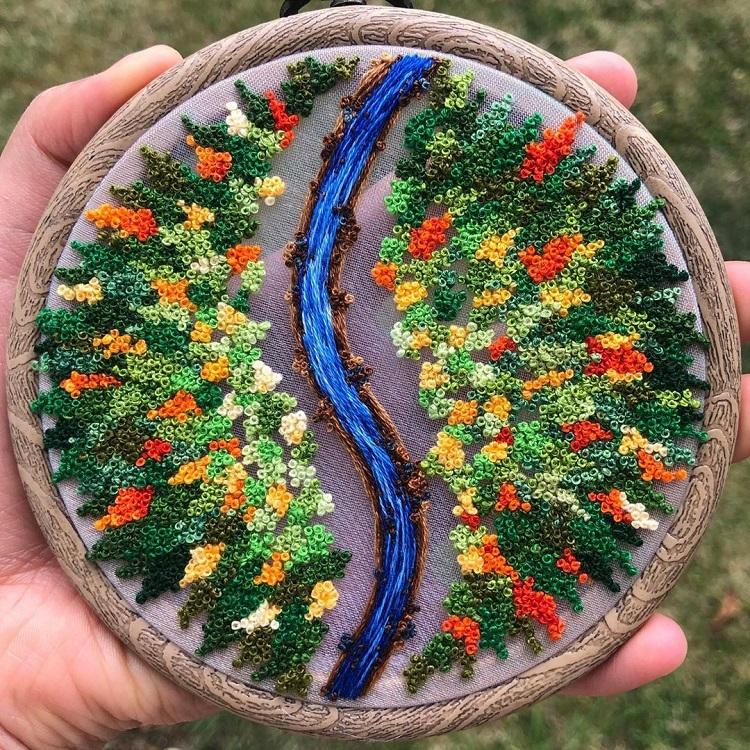 Удивительные пейзажи на вышитых картинах ручной работы by Sew Beautiful