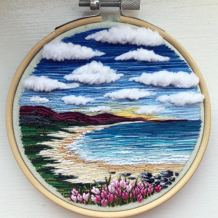 Удивительные пейзажи на вышитых картинах ручной работы by Sew Beautiful