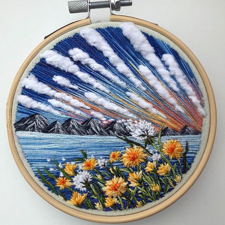 Удивительные пейзажи на вышитых картинах ручной работы by Sew Beautiful