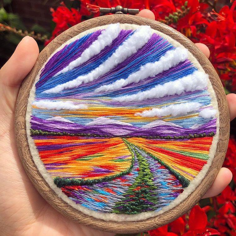 Удивительные пейзажи на вышитых картинах ручной работы by Sew Beautiful