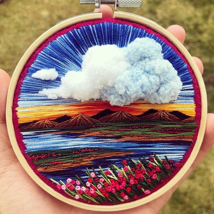 Удивительные пейзажи на вышитых картинах ручной работы by Sew Beautiful