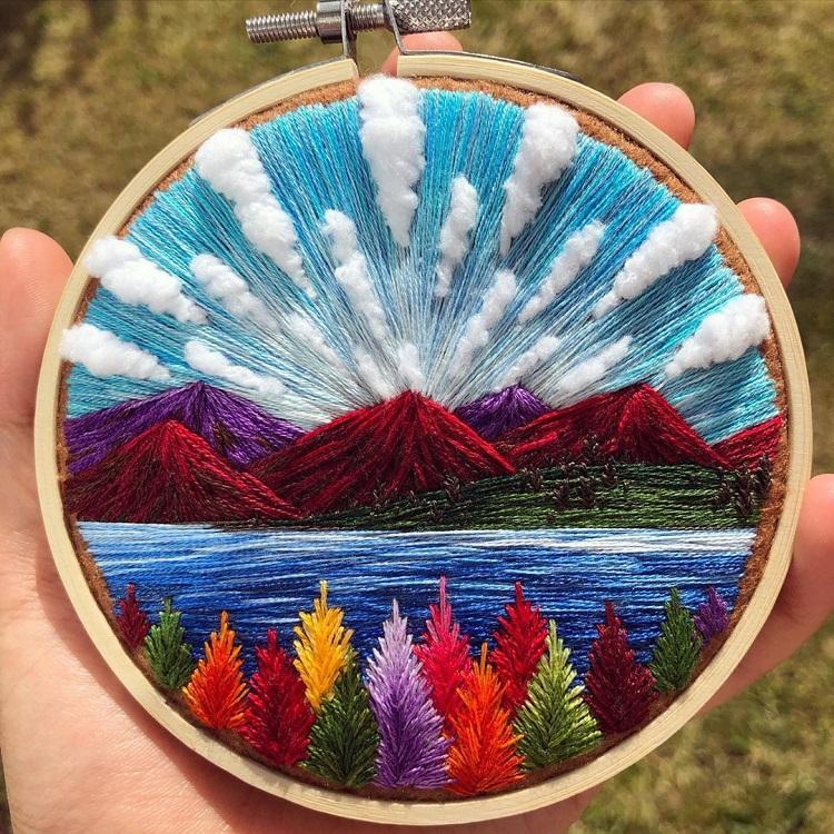 Удивительные пейзажи на вышитых картинах ручной работы by Sew Beautiful