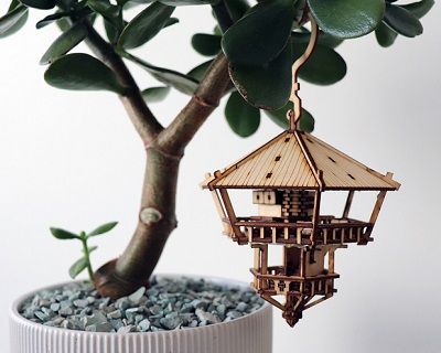 Миниатюрные handmade домики для декора цветочных горшков