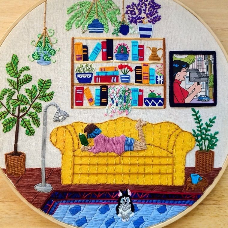 Милые домашние зарисовки в handmade вышивке by Anuradha Bhaumick