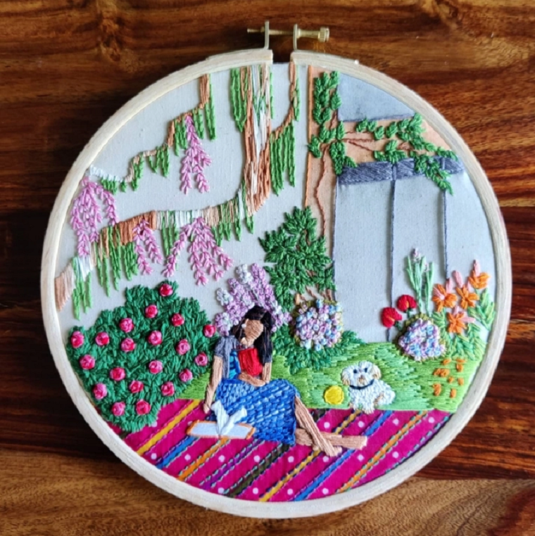 Милые домашние зарисовки в handmade вышивке by Anuradha Bhaumick