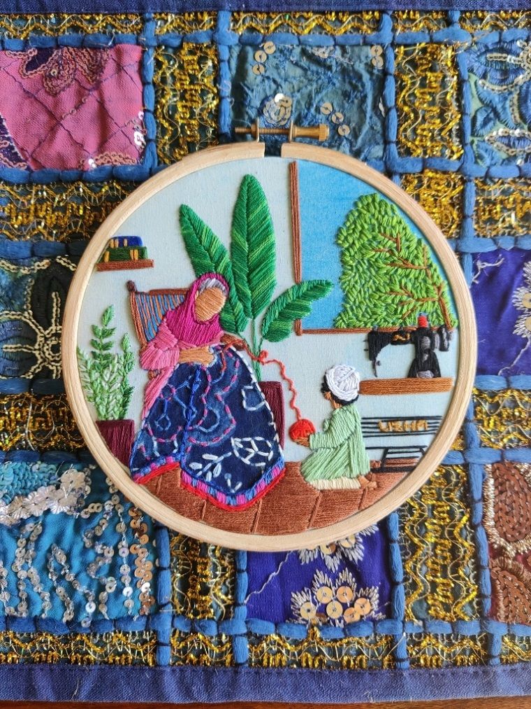 Милые домашние зарисовки в handmade вышивке by Anuradha Bhaumick