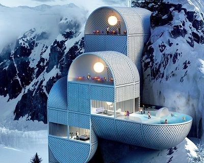 Концептуальный дом для отдыха в заснеженных горах by ANTIREALITY